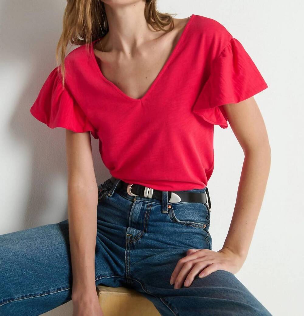 NEW NATION LTD emmy flutter top in red